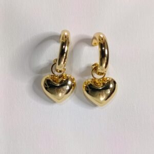 Aretes Dorados Corazón Colgante
