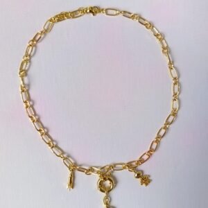 Collar Dorado Charms Espaciales en Rodio